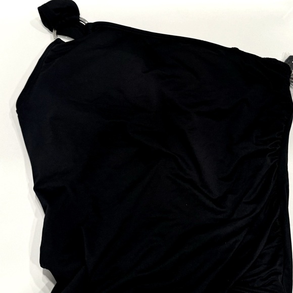 Michael Kors Swimwear One Shoulder Underwire Bra Embellished One Swimsuit Black - Picture 12 of 16
